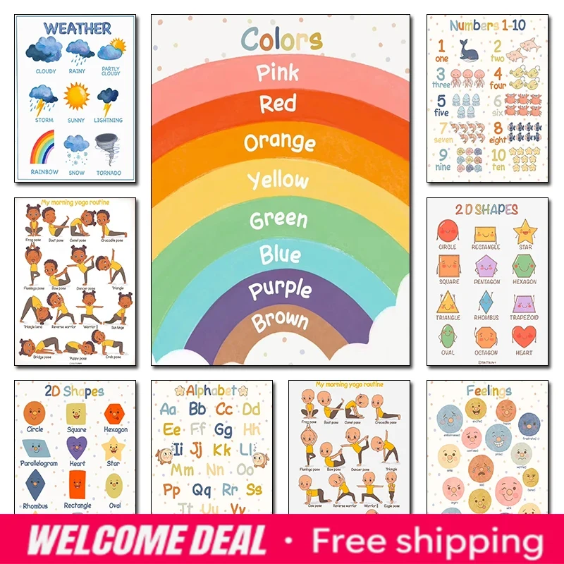Kids Yoga Education - Montessori Educational Kids Yoga Colors Geometric