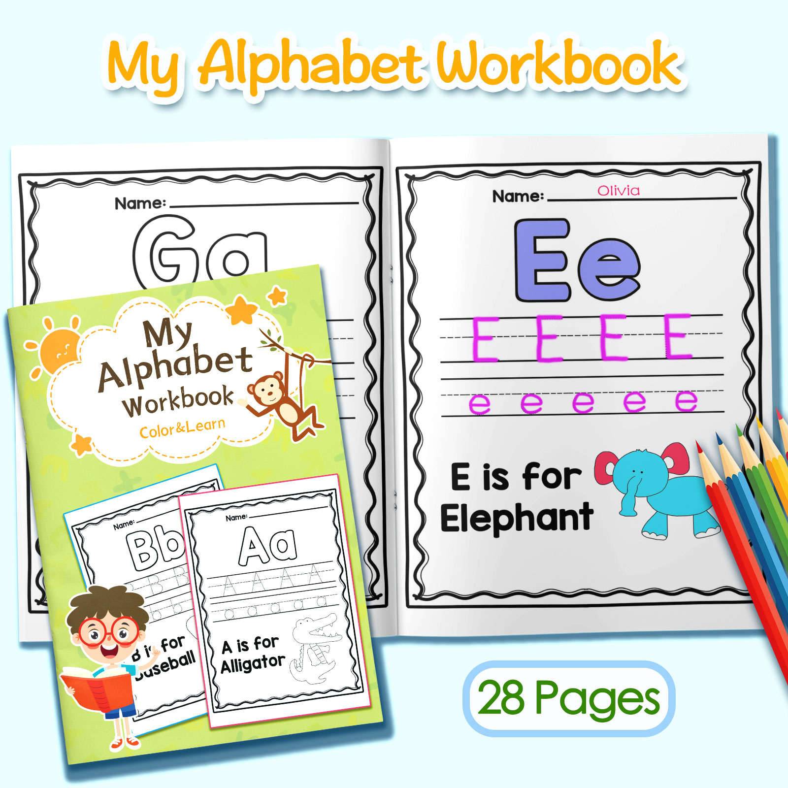 Kids Early Education - Kids Alphabet Words & Sentences Coloring