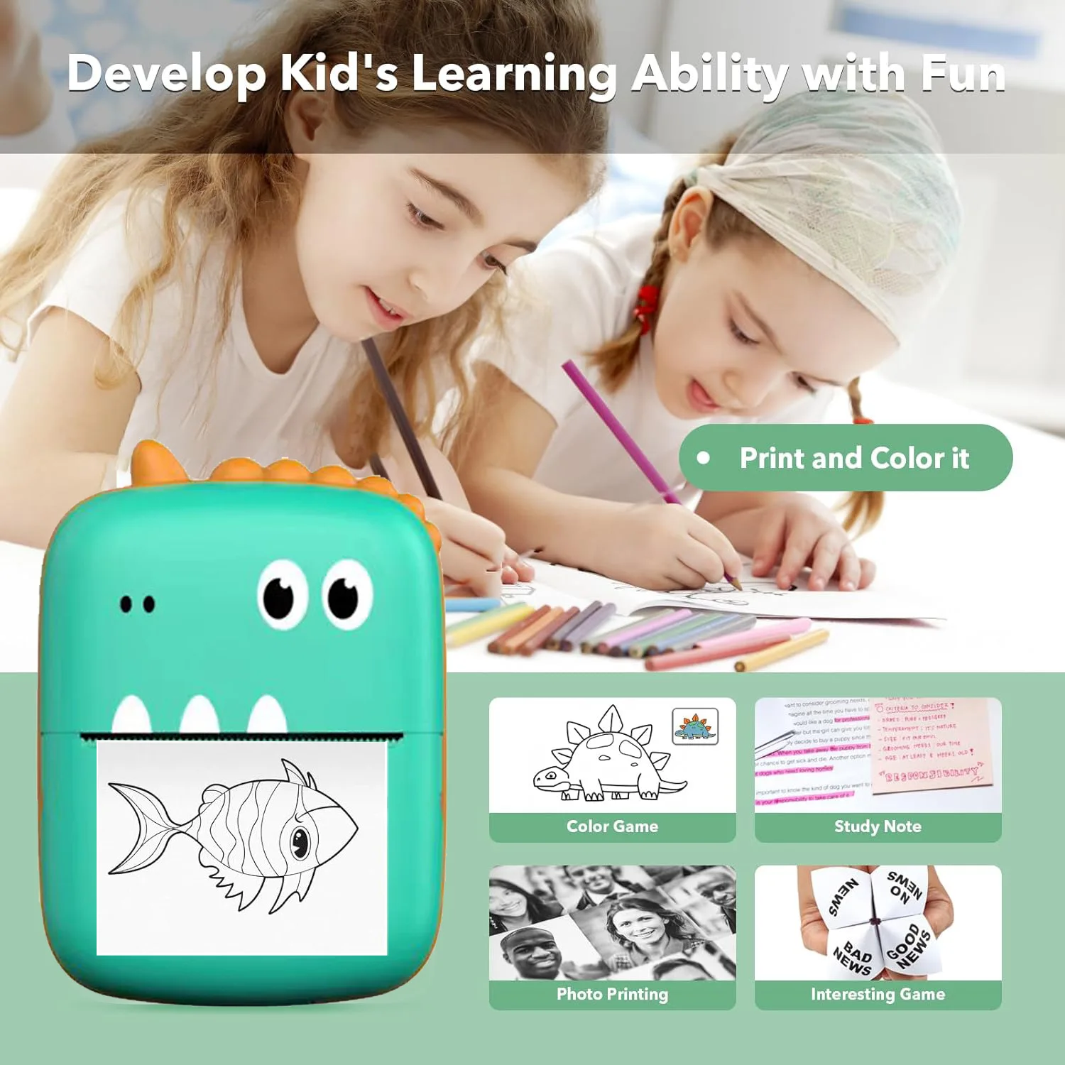 Portable Thermal Mini Photo Po - Kids Education Questions 评论和价格