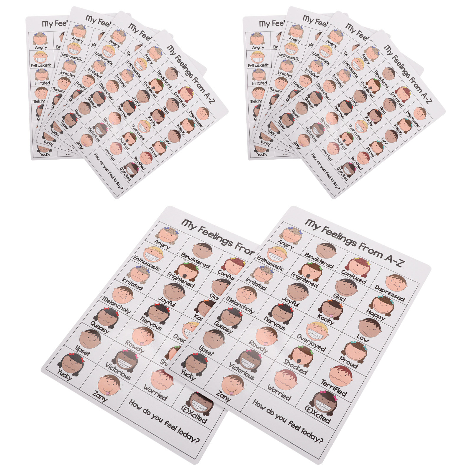 10Pcs A-Z Feelings Chart Emoti - Kids Education Charts 评论和价格